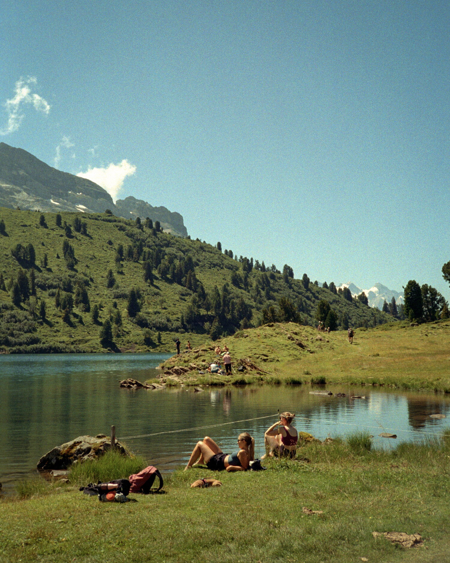 A sunny day at a mountain lake near Engelberg