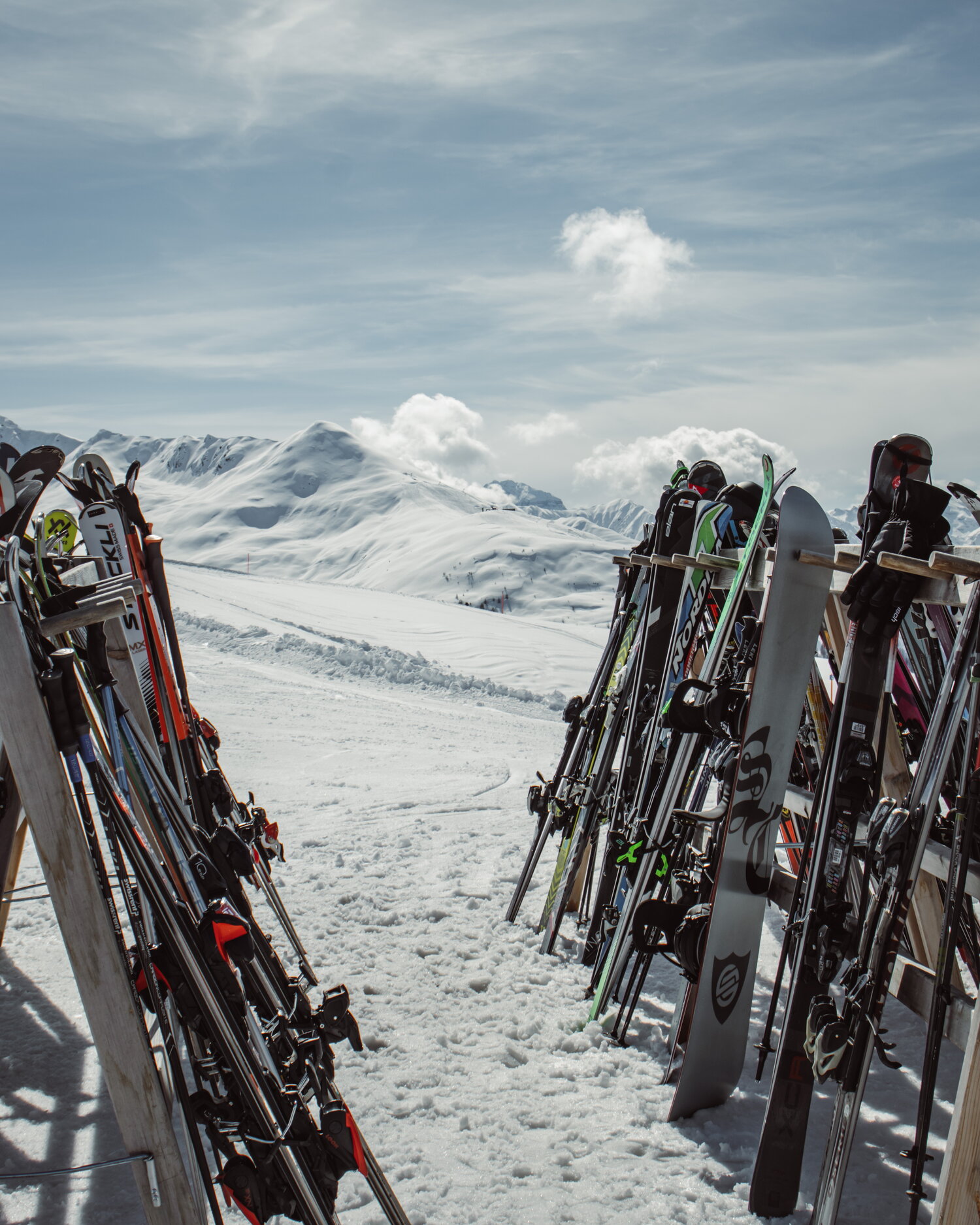 Skiständer über den Pisten von Davos