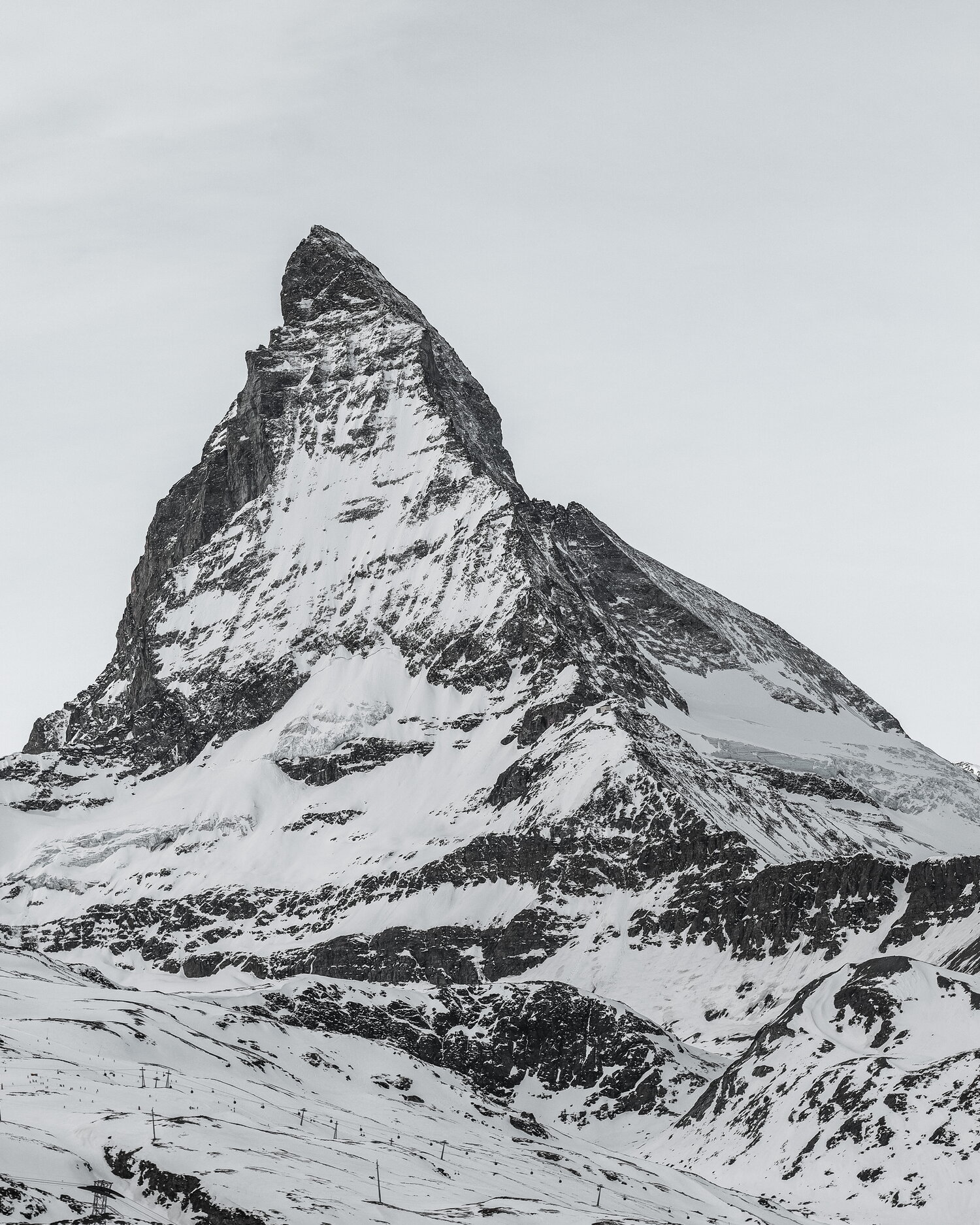 Das Matterhorn in gedämpften Wintertönen